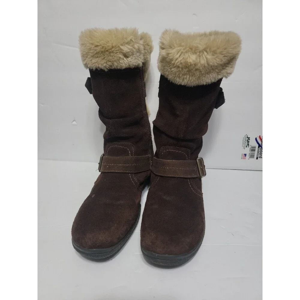 Earth Spirit Brigitte Brown Suede Leather Faux Fur Zip Boots Women’s Size US 8